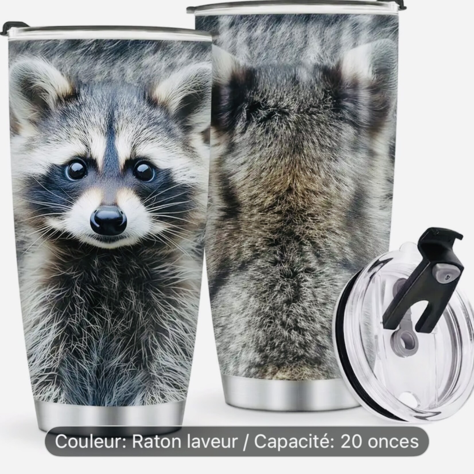 Insulated Raccoon Tumbler – Stainless Steel (20 oz)