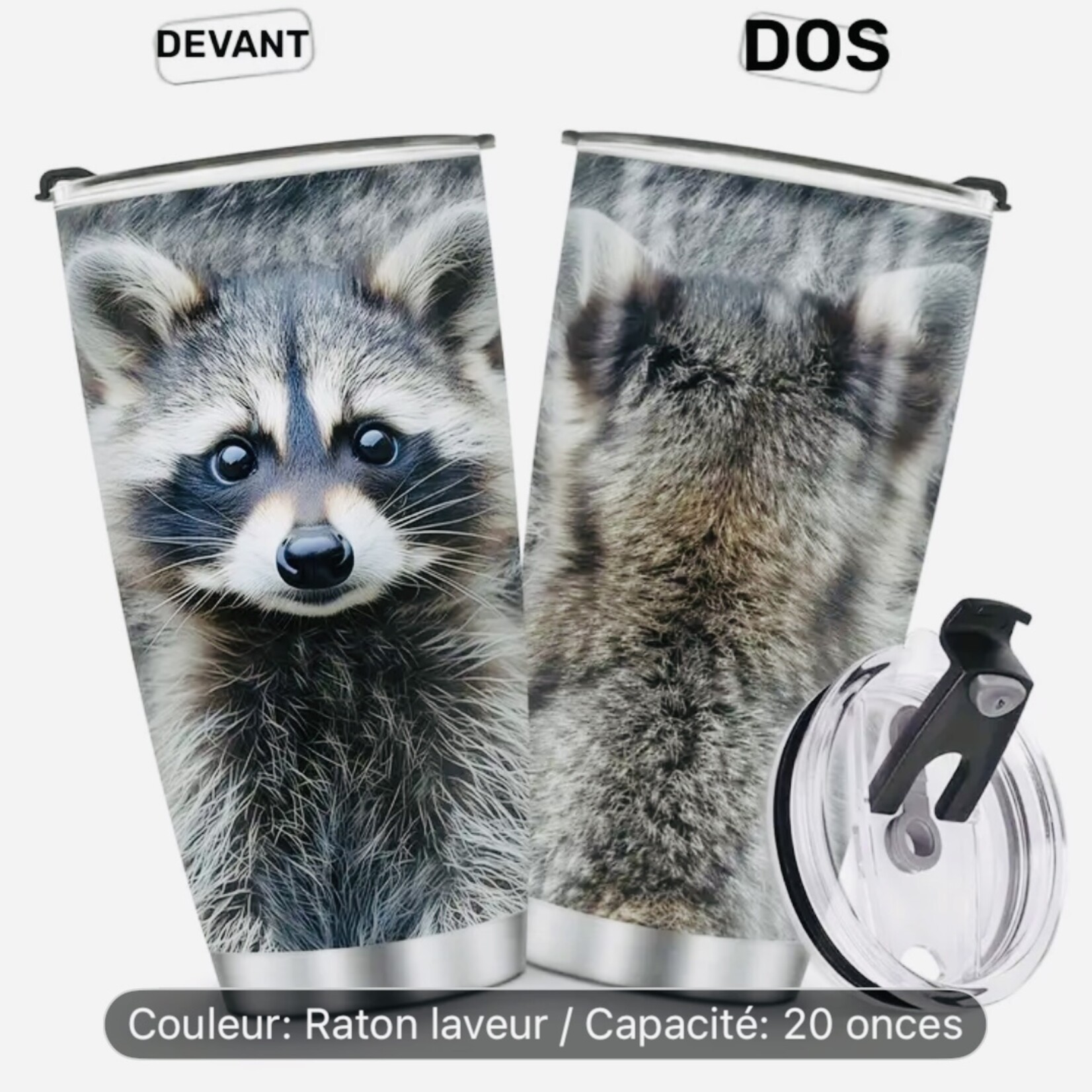 Insulated Raccoon Tumbler – Stainless Steel (20 oz)