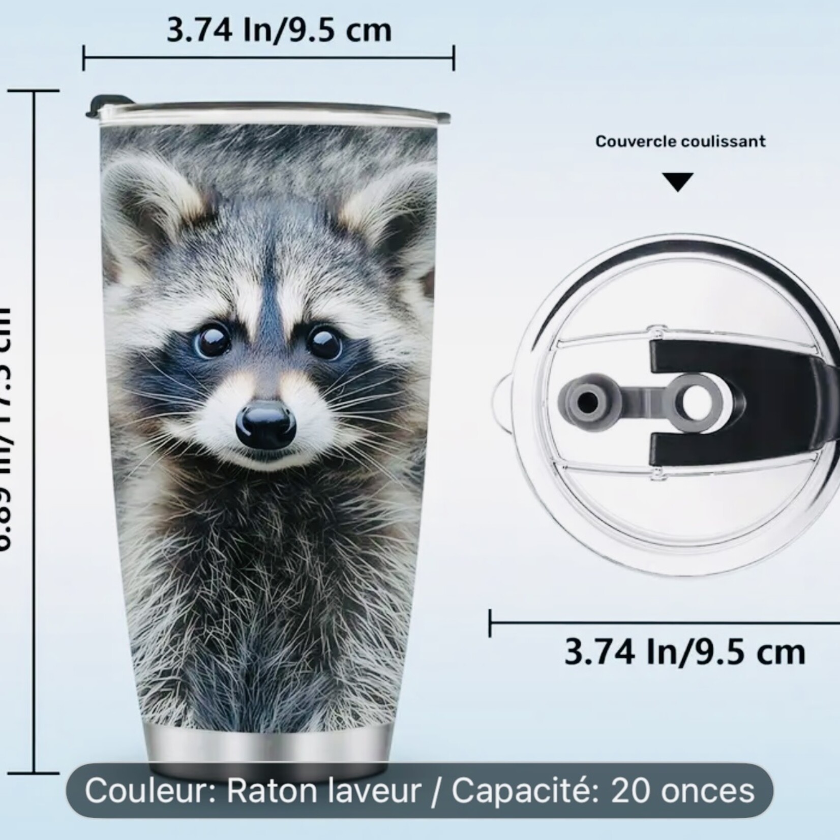 Insulated Raccoon Tumbler – Stainless Steel (20 oz)