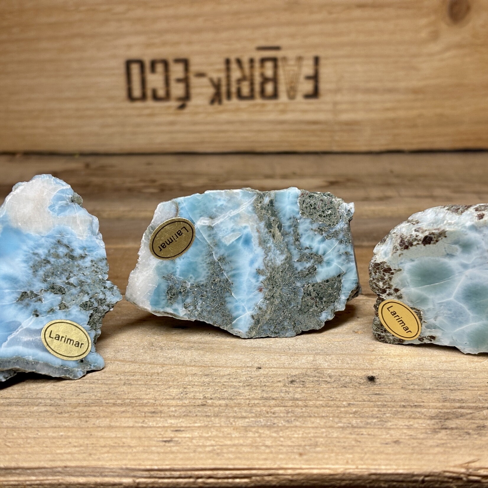 Larimar rough and plished