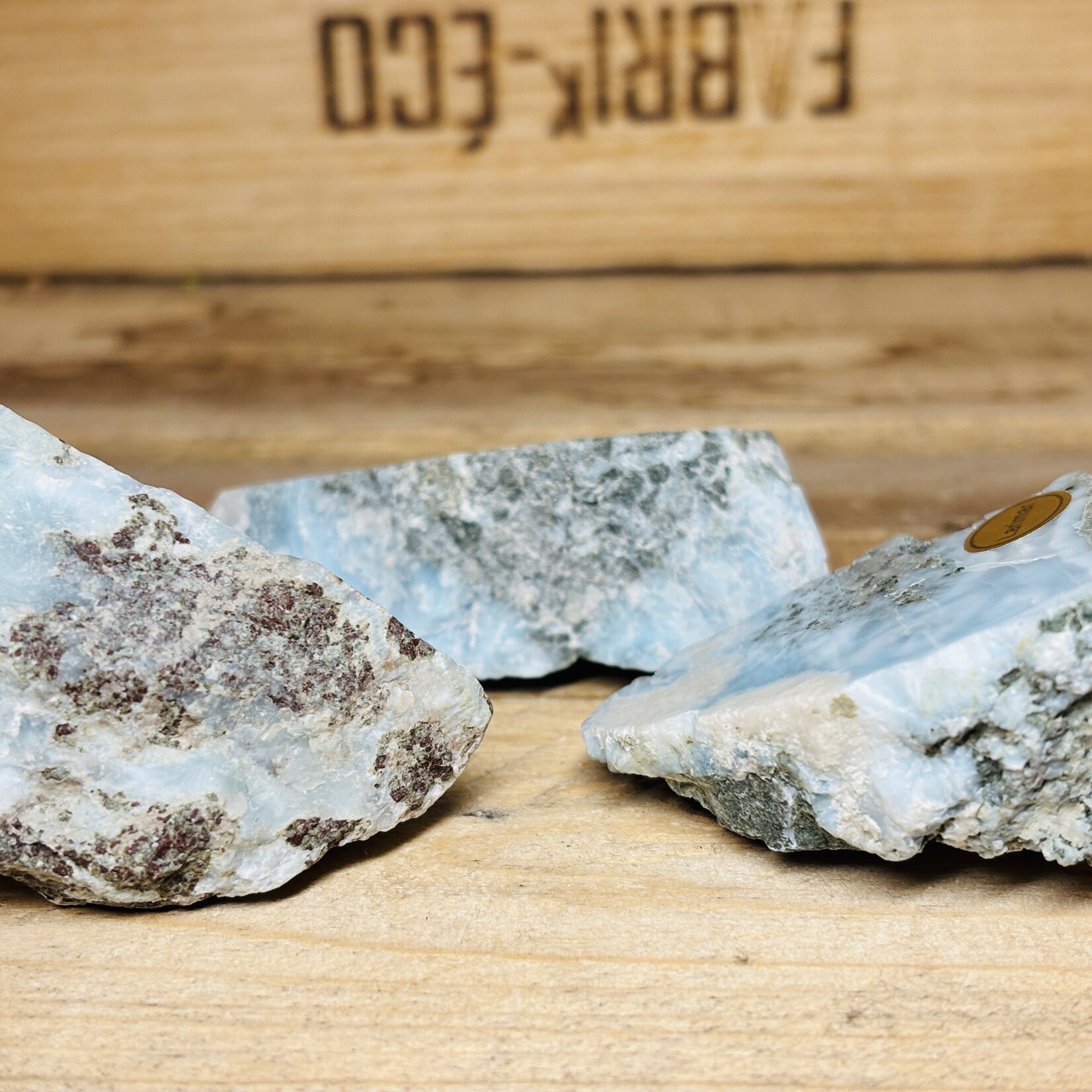 Larimar rough and plished