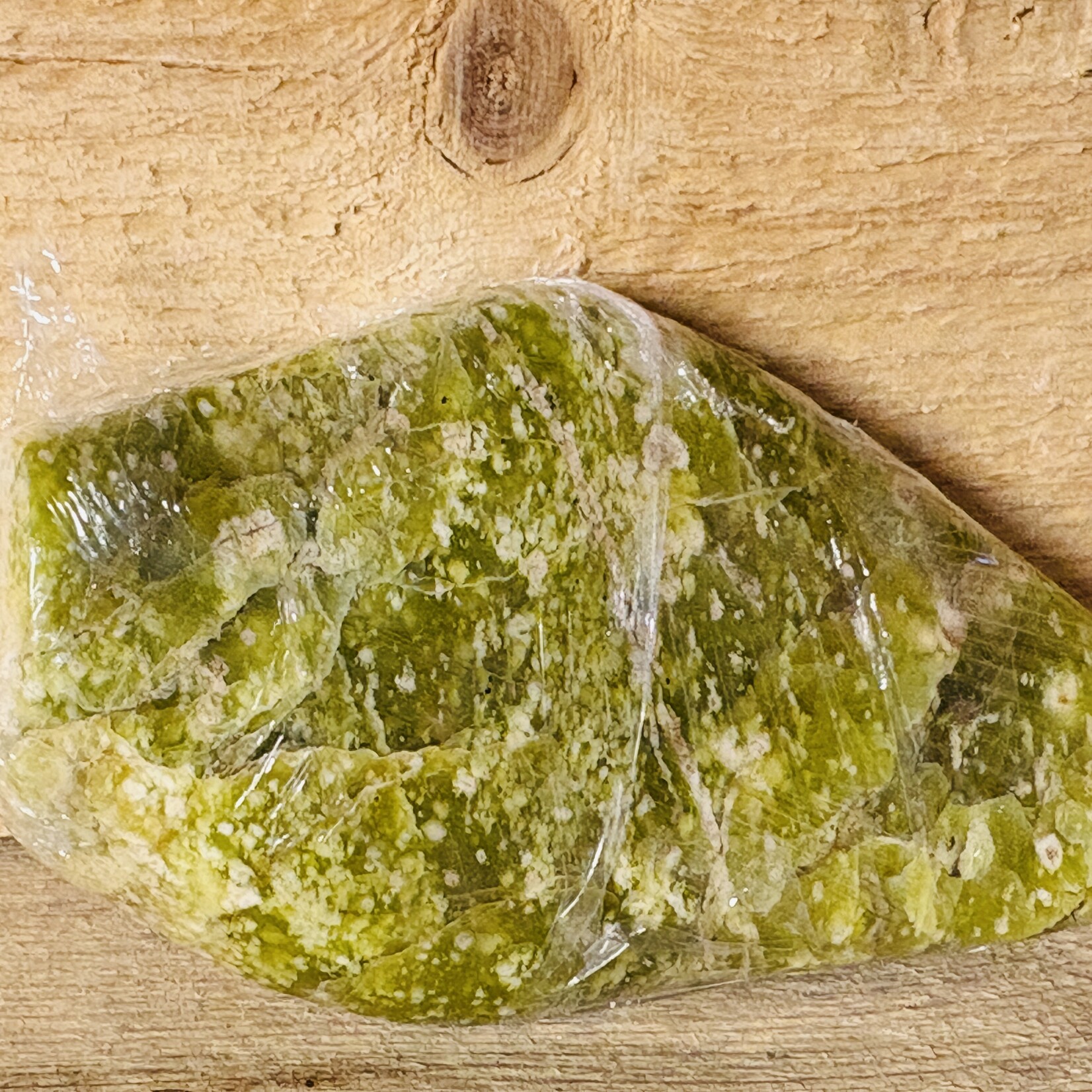 green serpentine stone  free form, natural brazilian serpentine with pyrite, crystal point, stone against migraine