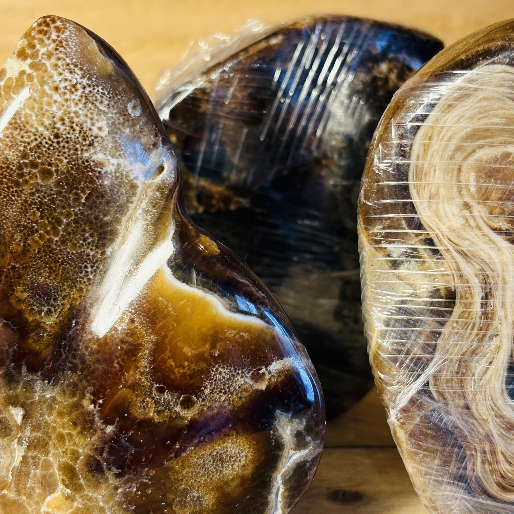 Chocolate Calcite Freeform – Grounding Brown Crystal – Polished Stone Sculpture