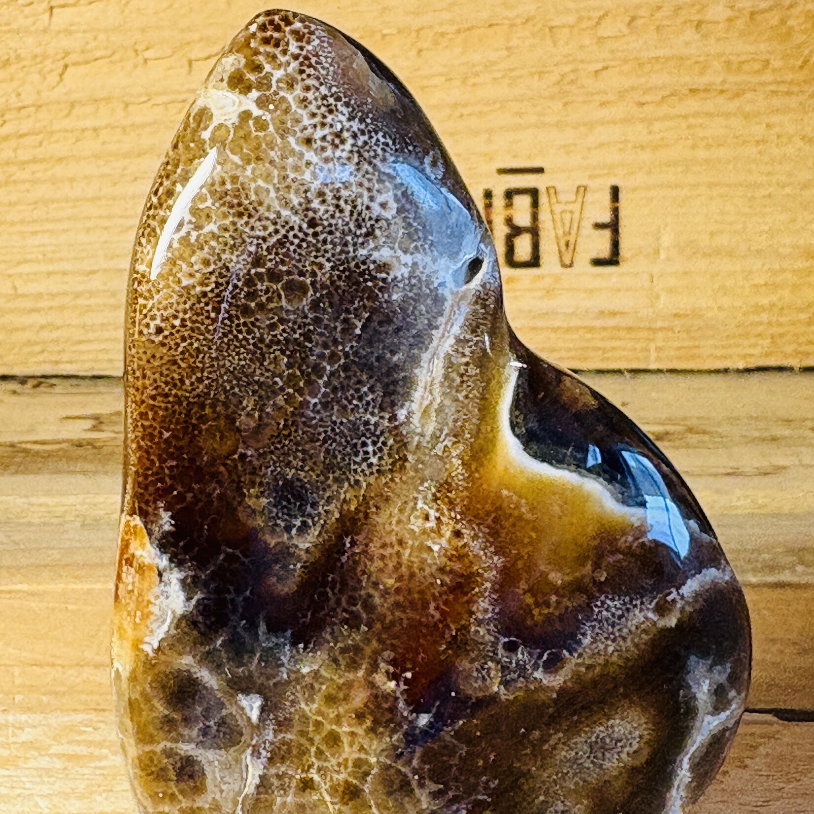 Chocolate Calcite Freeform – Grounding Brown Crystal – Polished Stone Sculpture