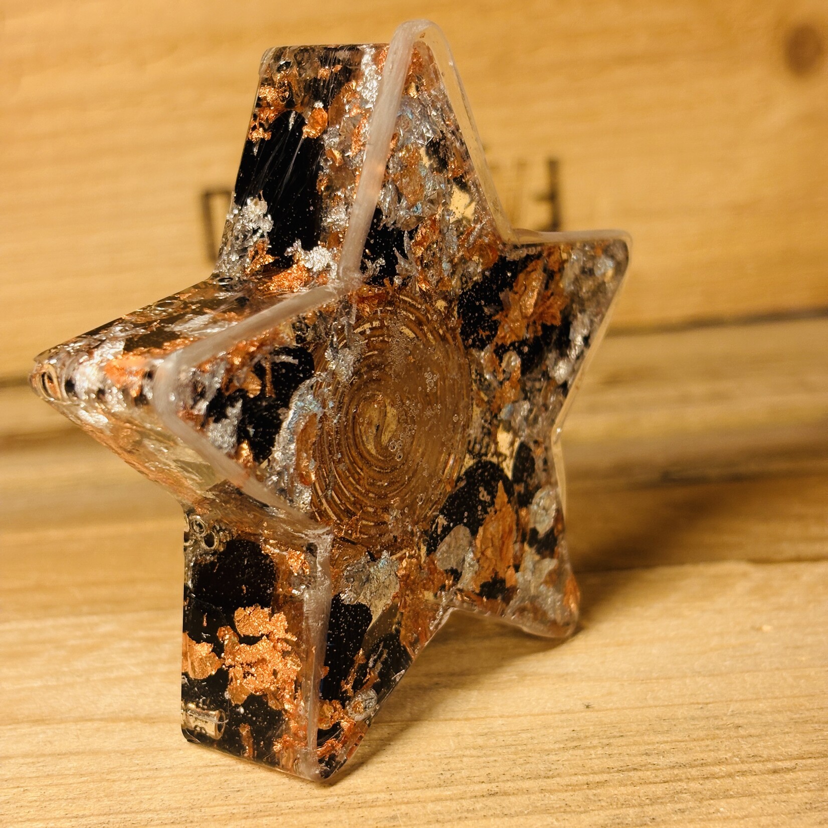 Star Orgonite – Quartz, Black Tourmaline & Copper Spiral