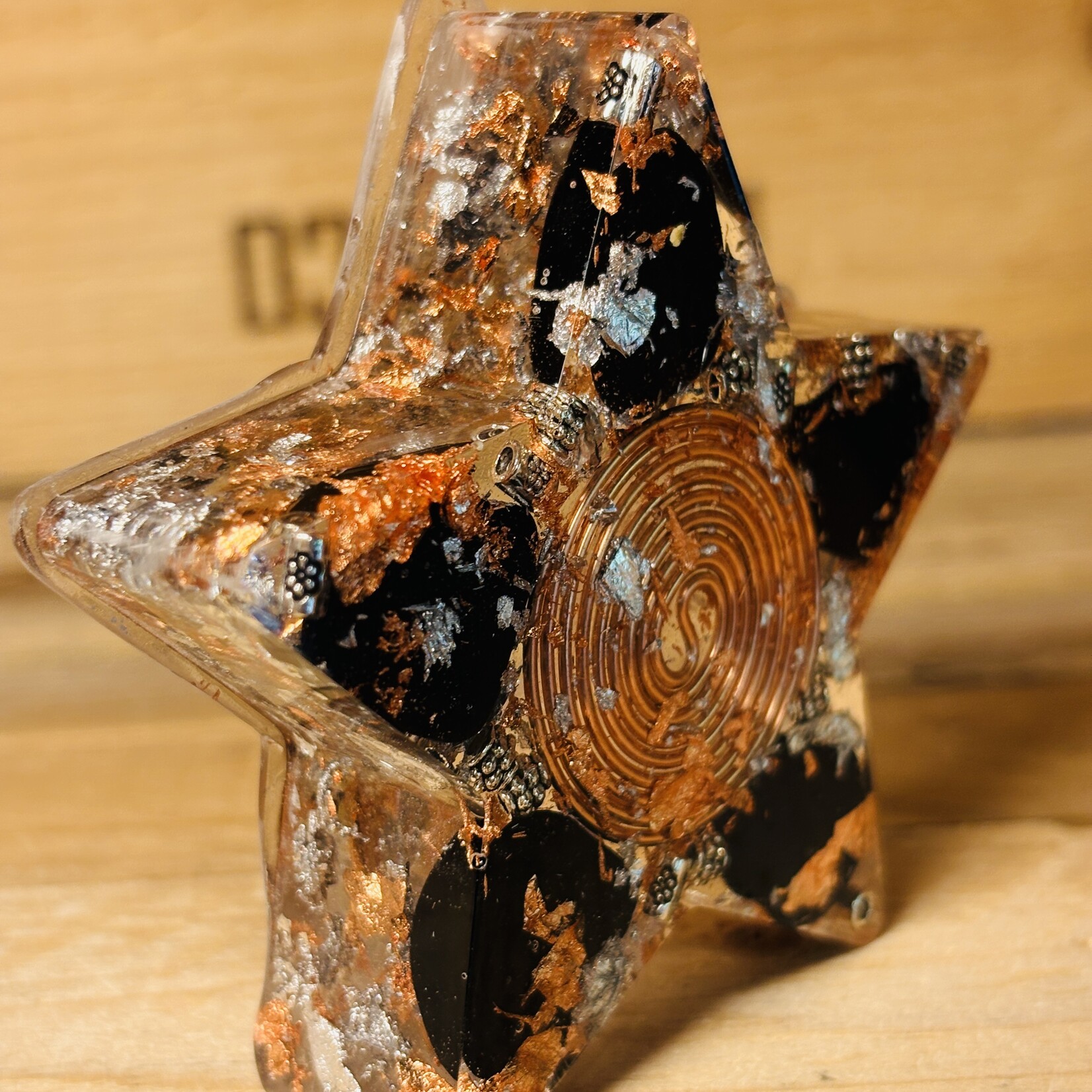 Star Orgonite – Quartz, Black Tourmaline & Copper Spiral