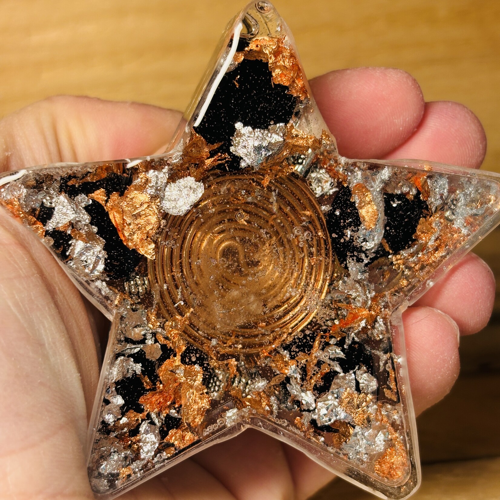 Star Orgonite – Quartz, Black Tourmaline & Copper Spiral