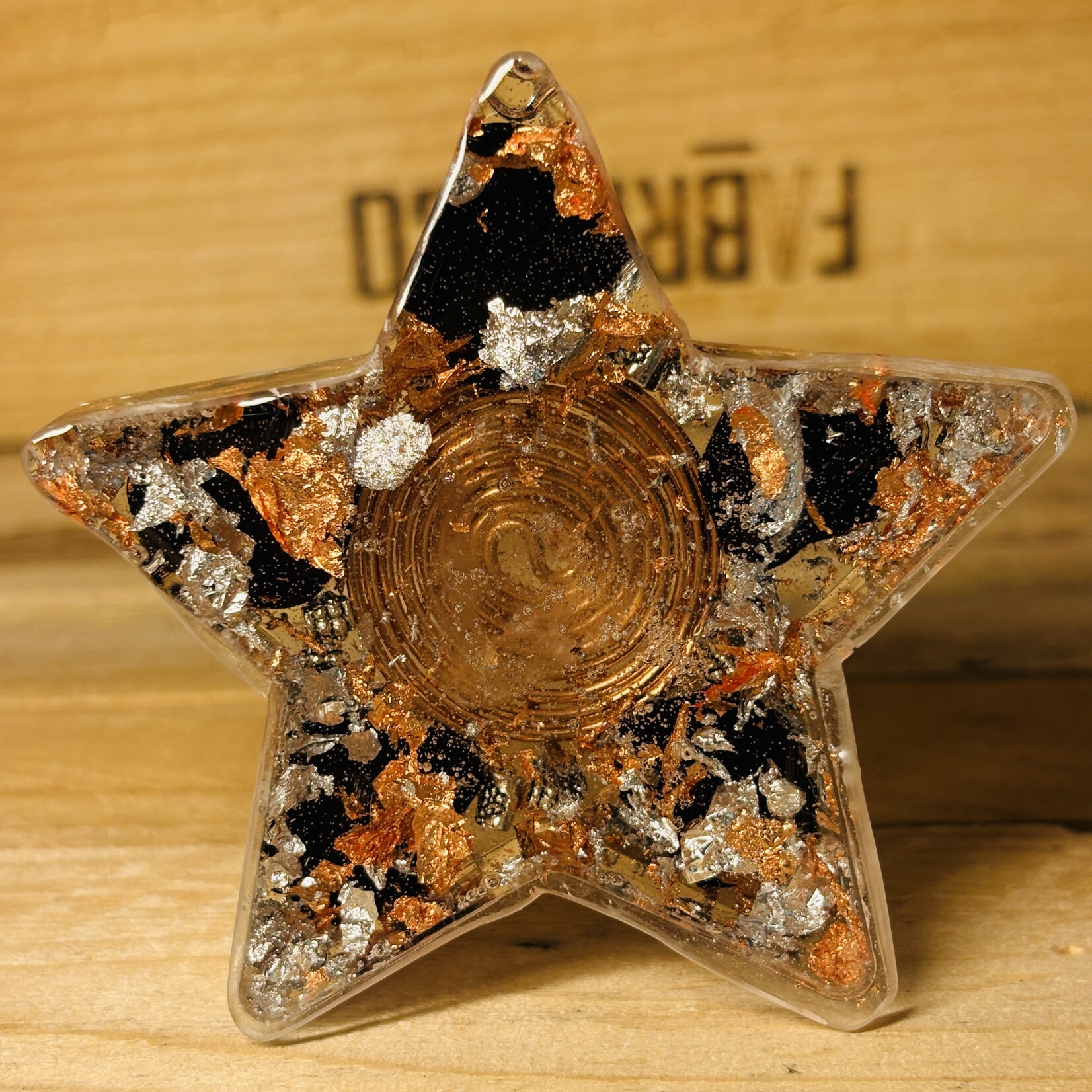 Star Orgonite – Quartz, Black Tourmaline & Copper Spiral