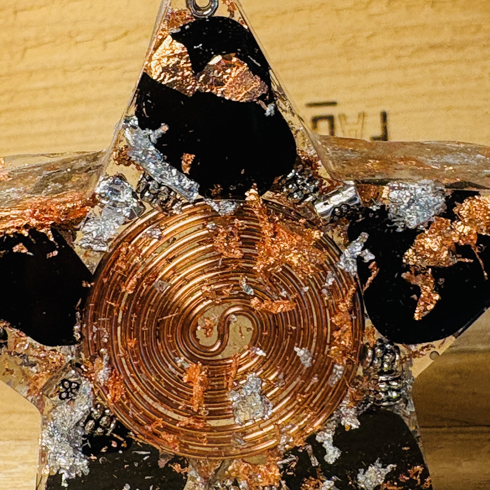 Star Orgonite – Quartz, Black Tourmaline & Copper Spiral