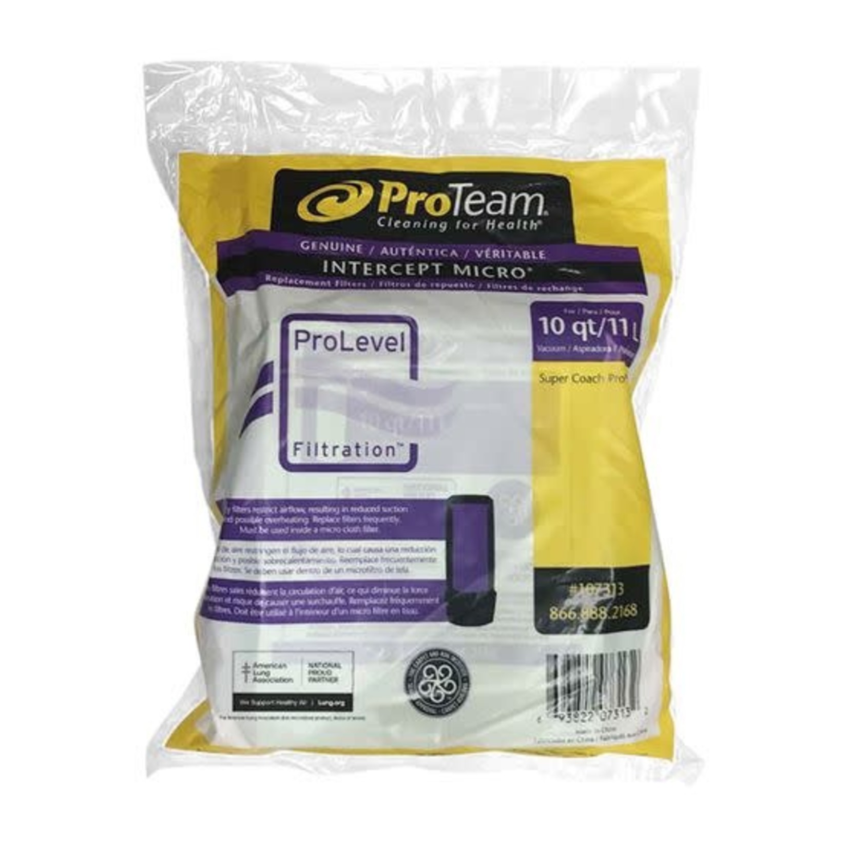 ProTeam Commercial Vacuums ProTeam 107313 Intercept Micro Filter Bags with Open Collar and 10-Quart Capacity, 10-Pack of Replacement Vacuum Filters