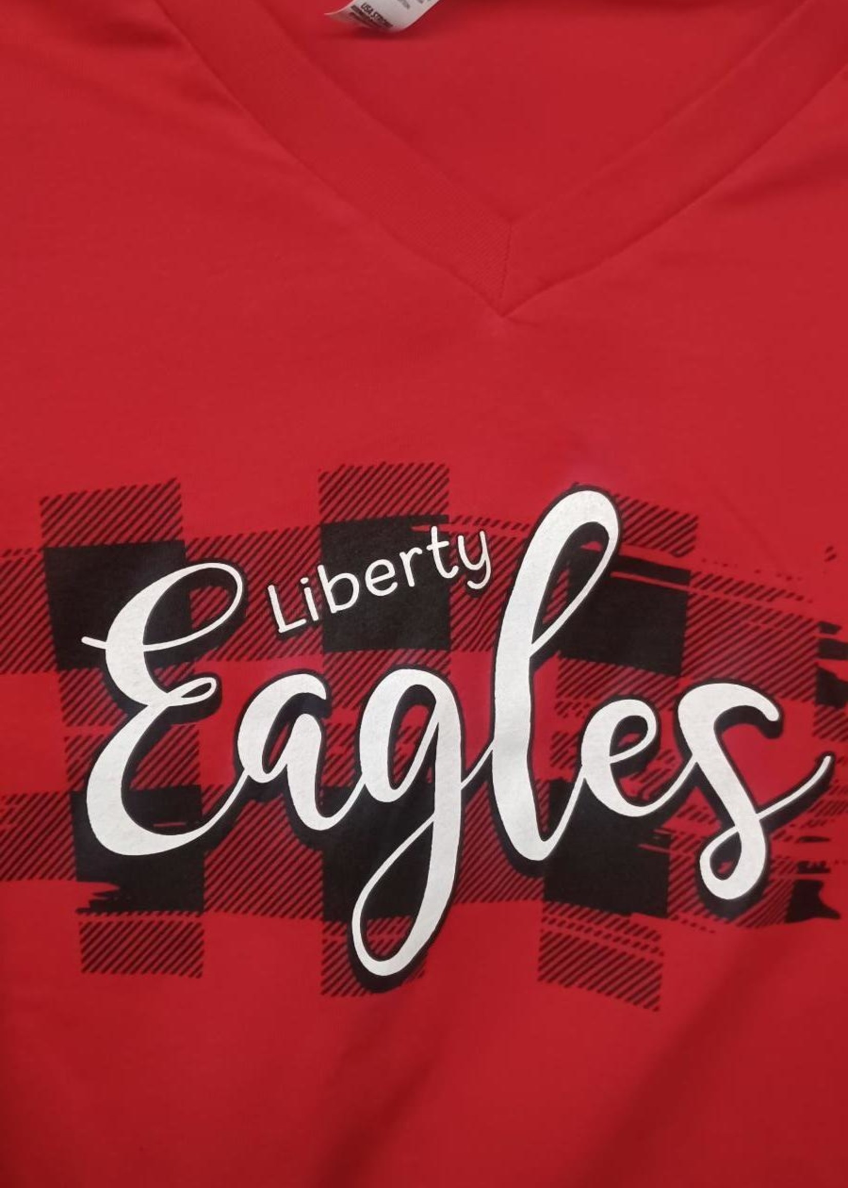 Liberty Eagles Buffalo Plaid V-Neck Tee   Bella Canvas