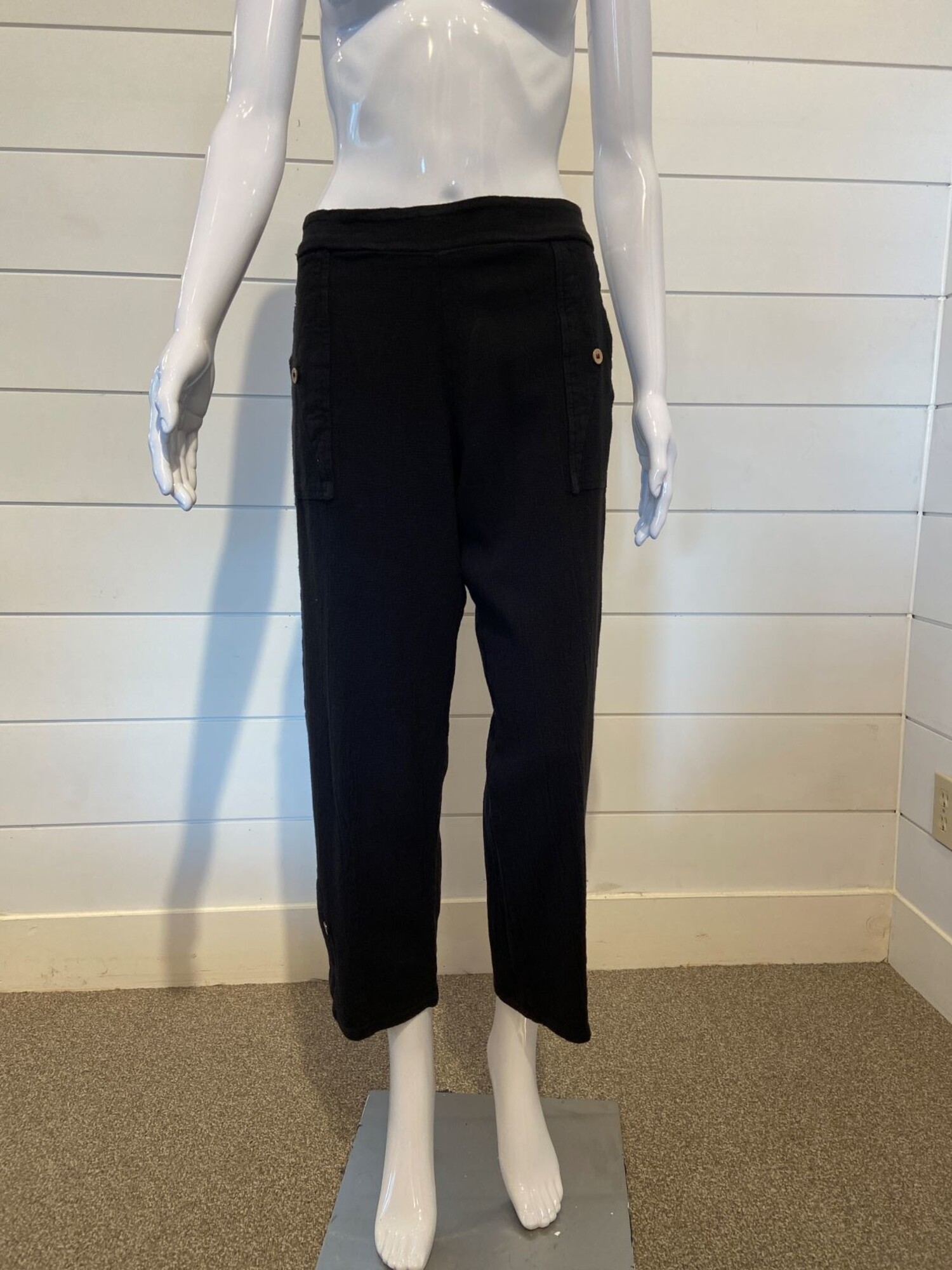 Black cotton crop pants best sale