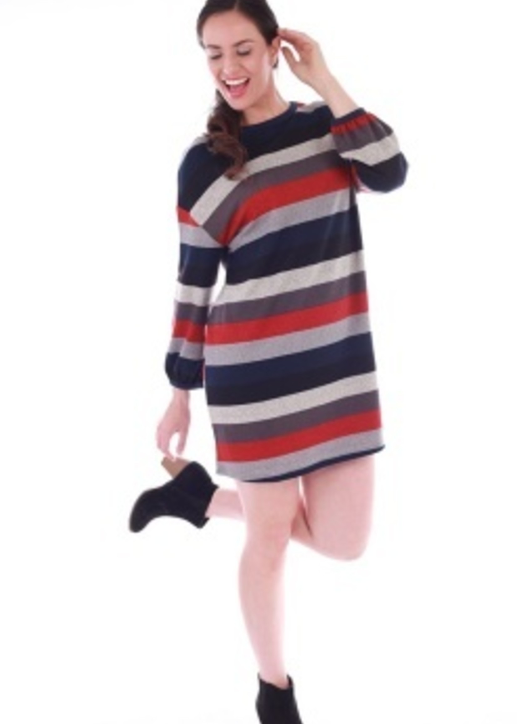 Livin for the Wkend Round Neck Striped Dress