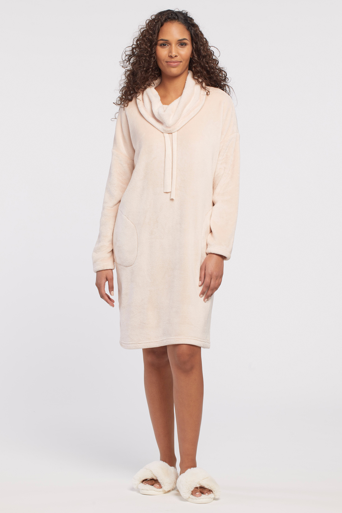 Cowl Neck Sherpa Lounging Gown-6