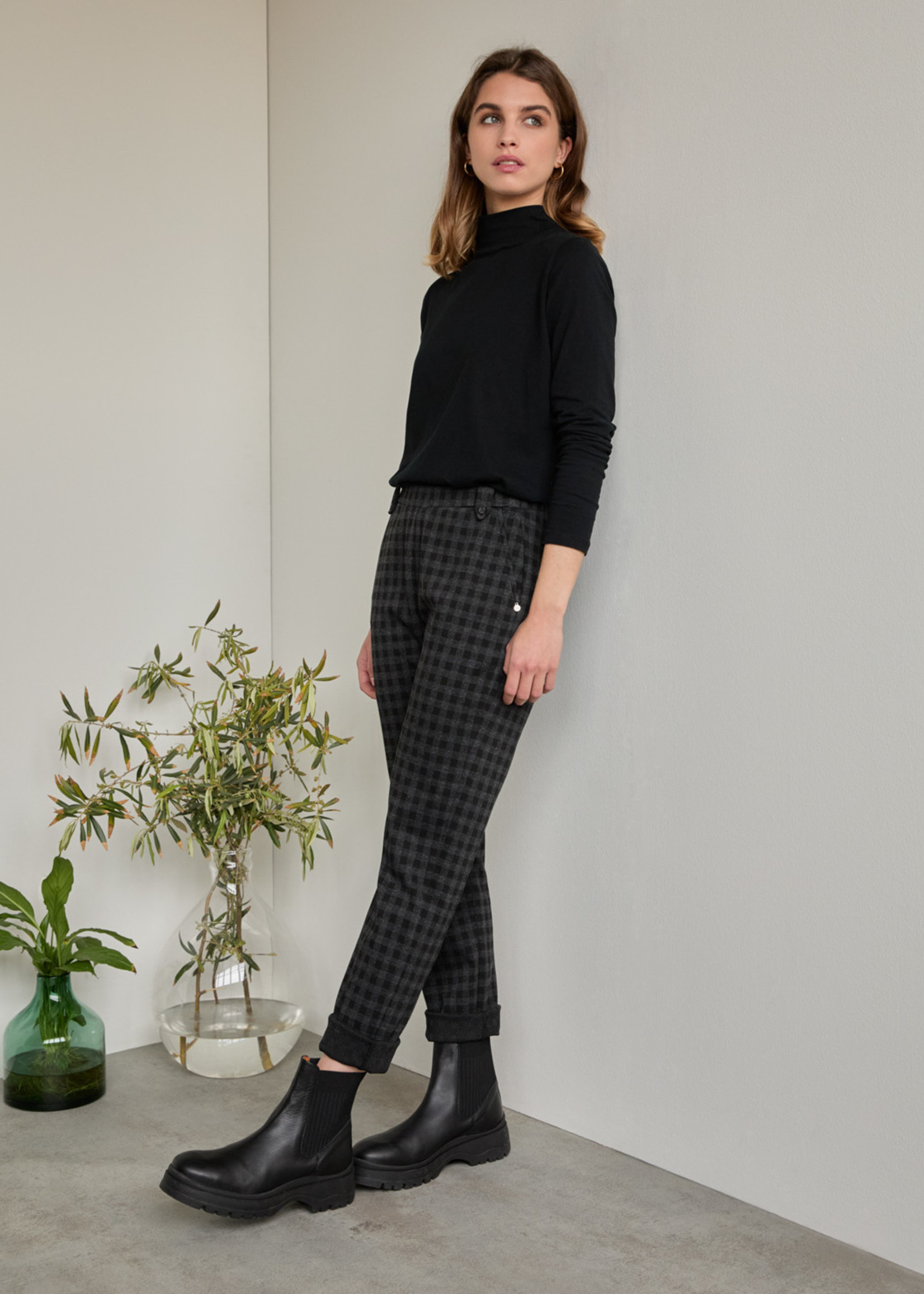 Yerse Yerse Pull-on Checked Pant