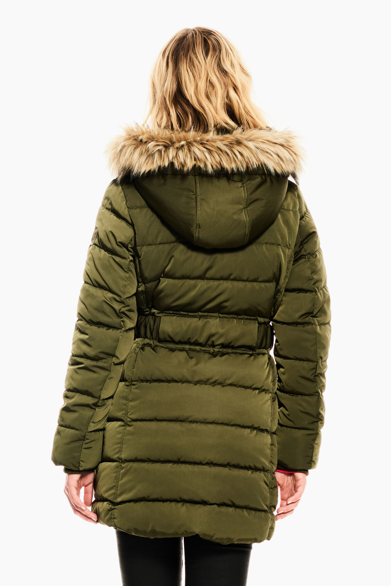 Mid Length Quilted Coat with Hood-3