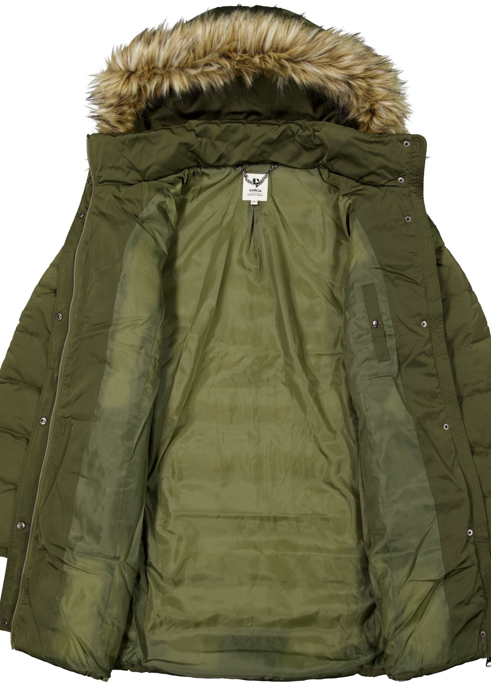 Garcia Mid Length Quilted Coat with Hood