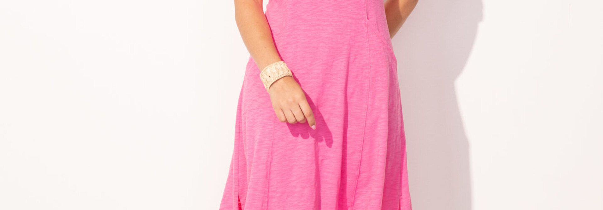 Short Sleeve Cotton Dress with Pocket