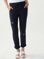 Joseph Ribkoff Navy Ankle Pant with Cuff and Zippers