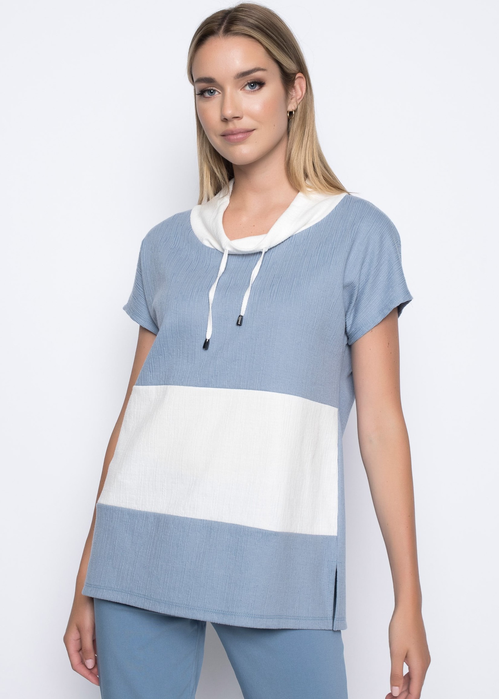 Picadilly Funnel Neck Short-Sleeve Top