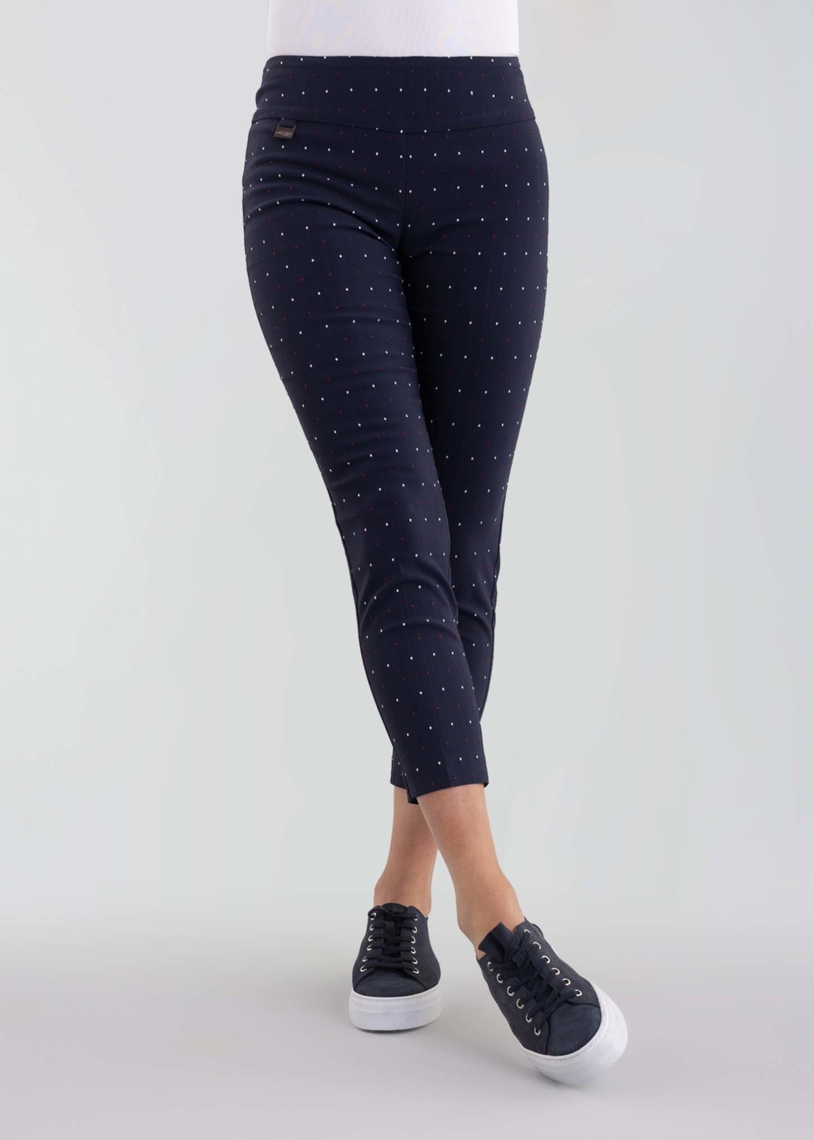 Lisette L Navy Cropped Pant with Dots