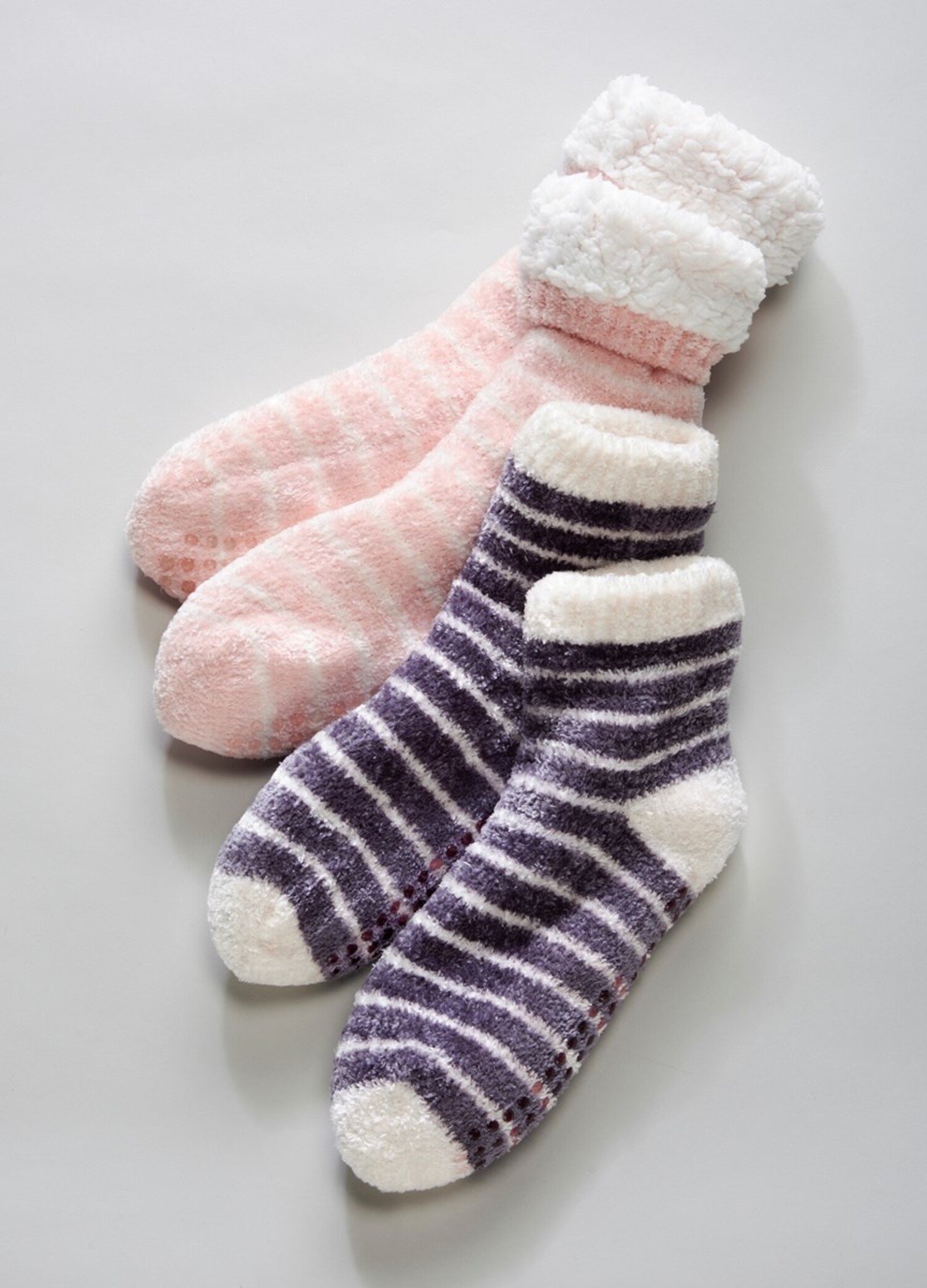 Jefferies Socks Llama and Hearts Fuzzy Non-Skid Slipper Socks 2 Pair Pack