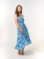Elena Wang Lightweight Blue Floral Dress
