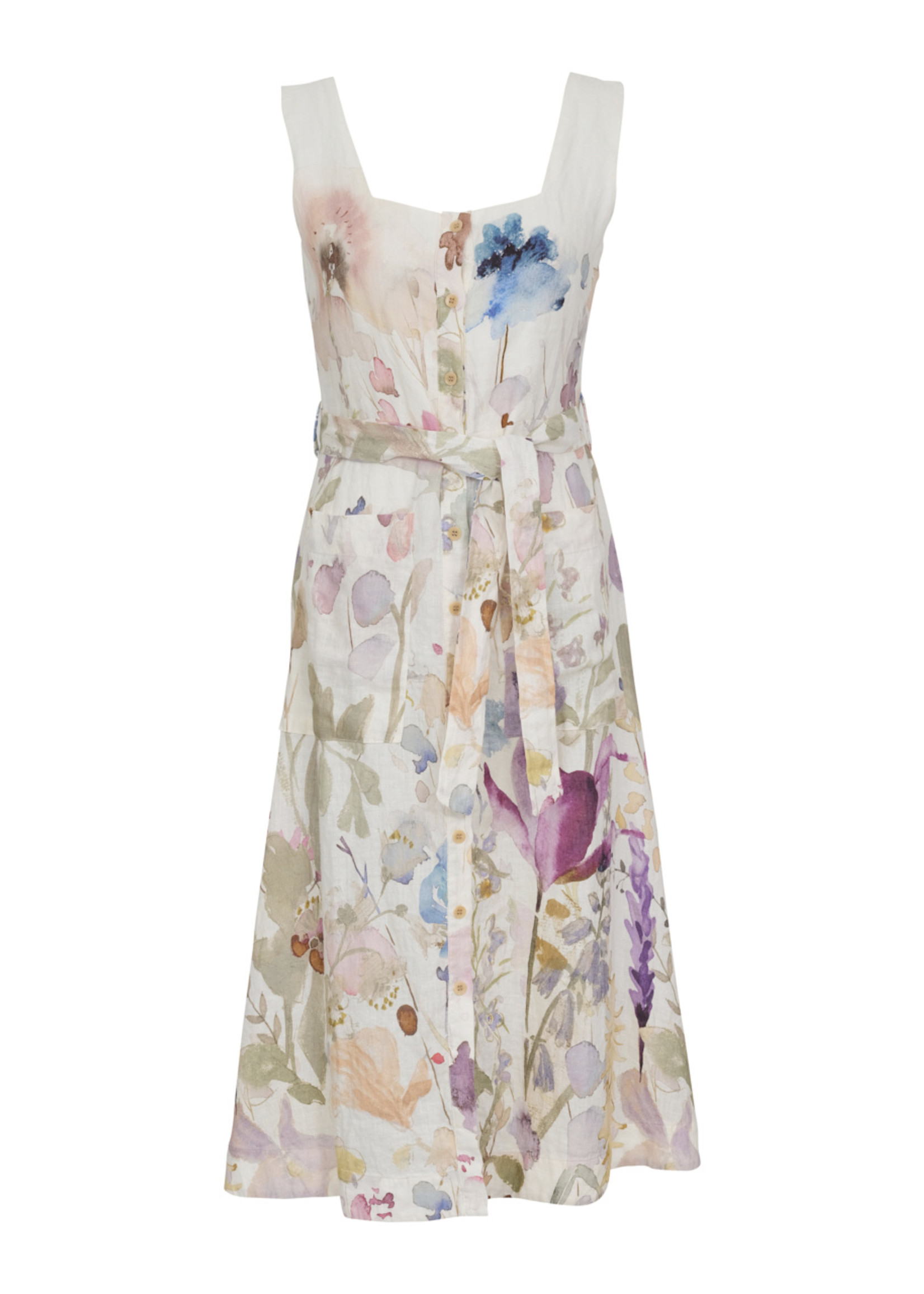 Dolcezza Floral Print Linen Dress