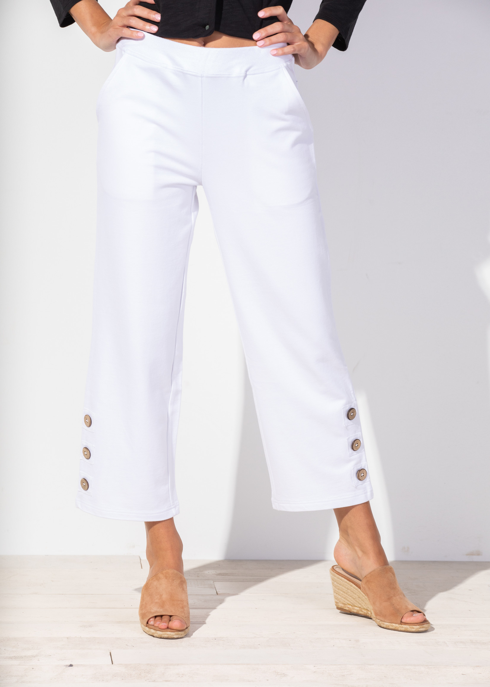 Escape White Jersey Cropped Pant
