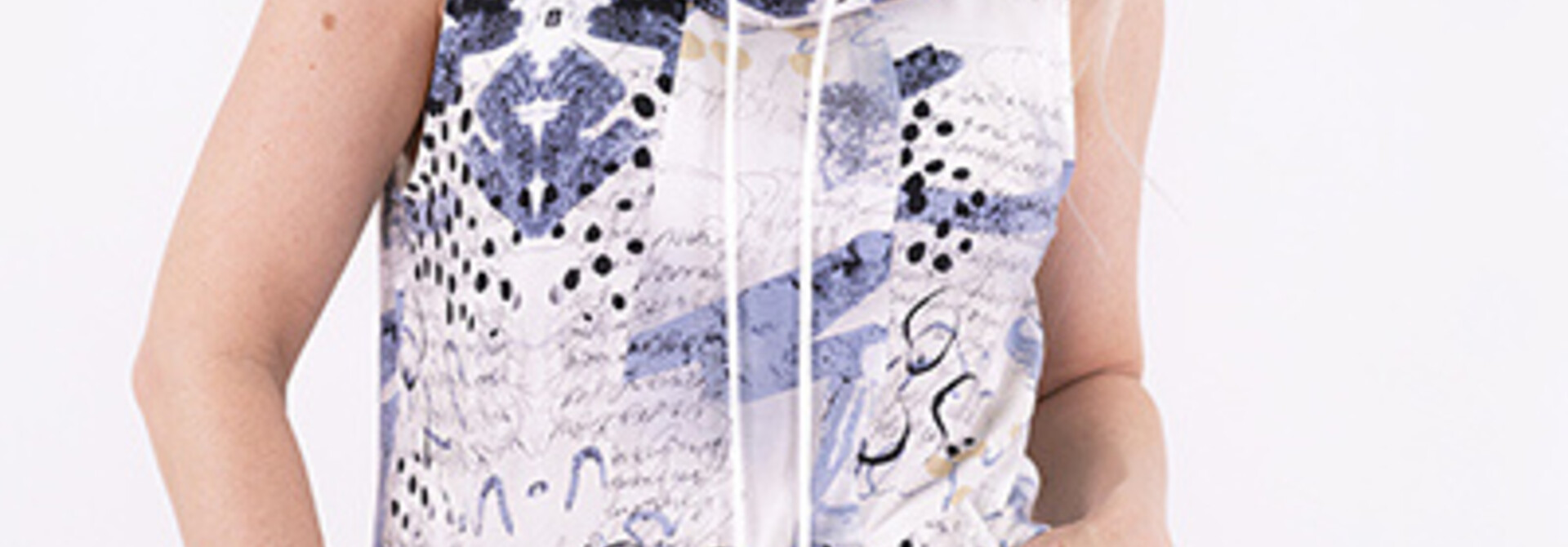 Printed Tunic Top with Funnel Neck