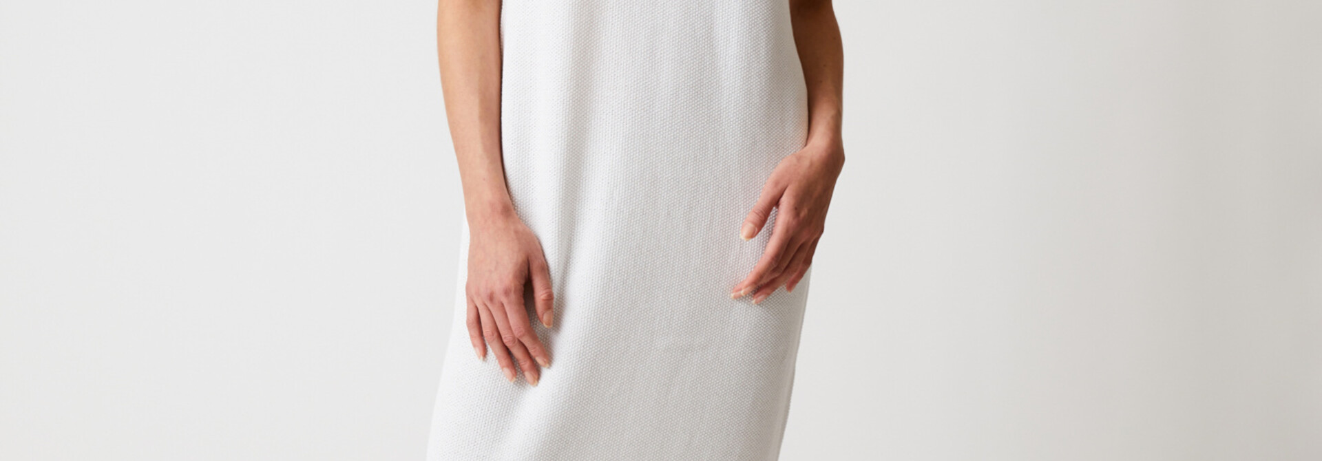 White Knit Cotton Maxi Dress