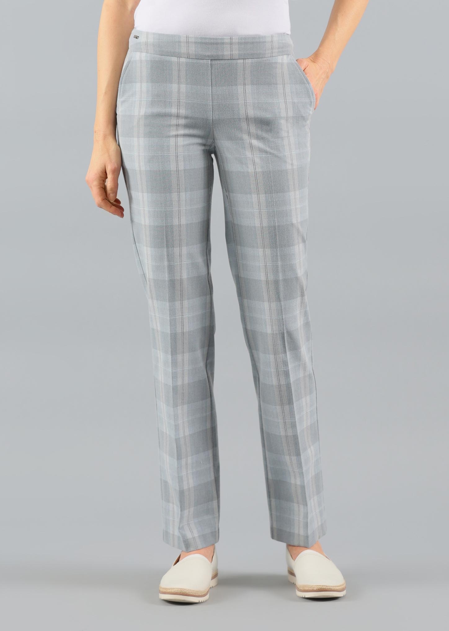Light Grey Plaid Pants-1