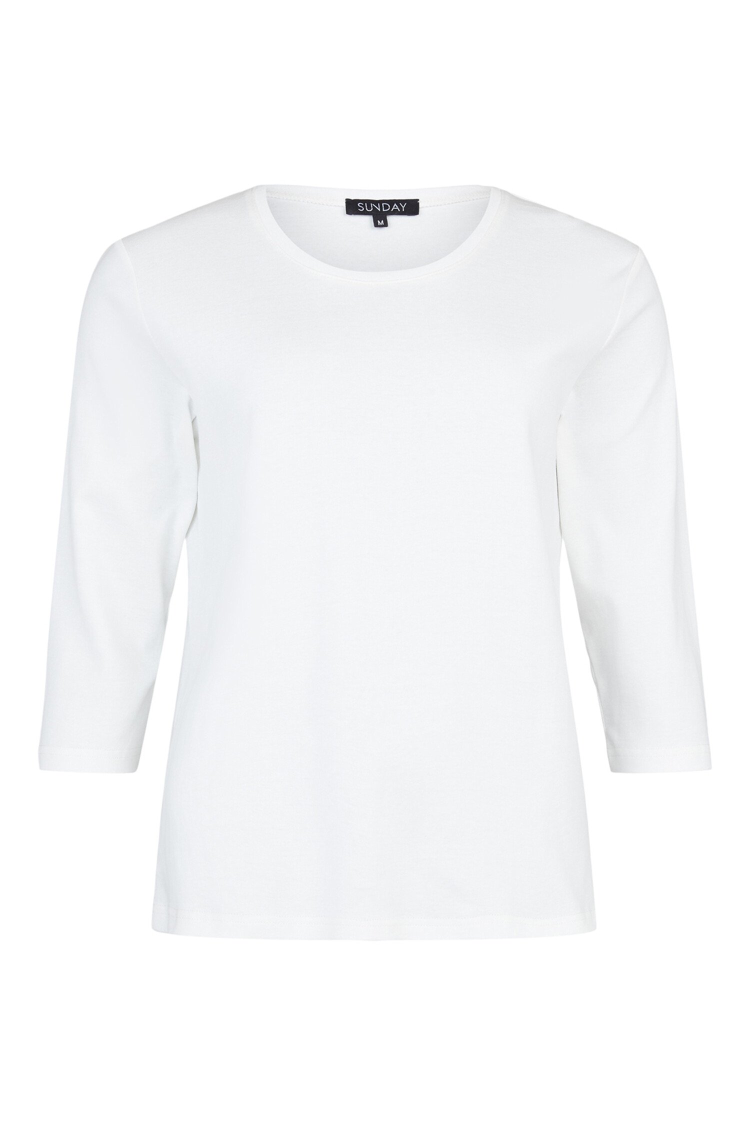 Women's White Fitted 3 Quarter Sleeve Cotton Shirt