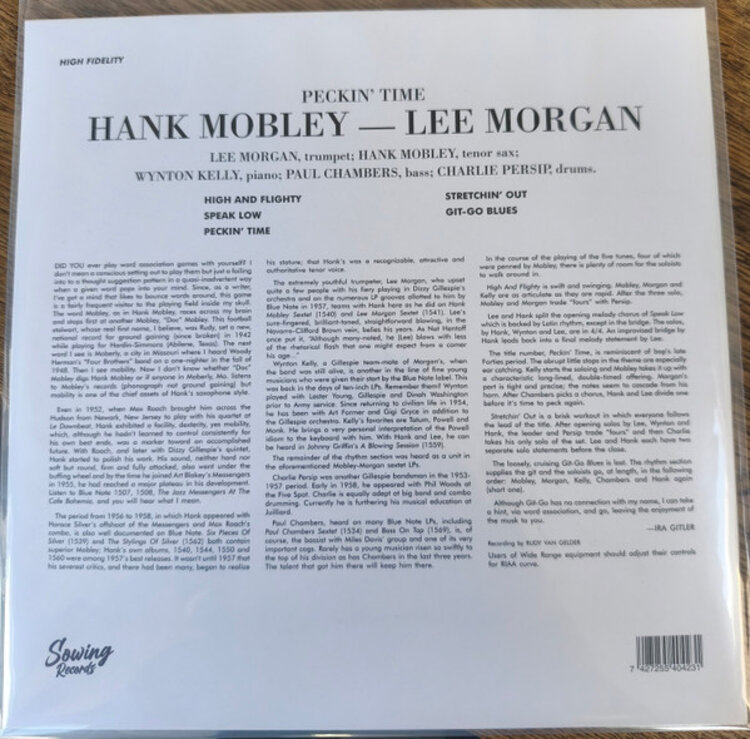 Jazz Mobley, Hank / Morgan, Lee - Peckin LP (clear)