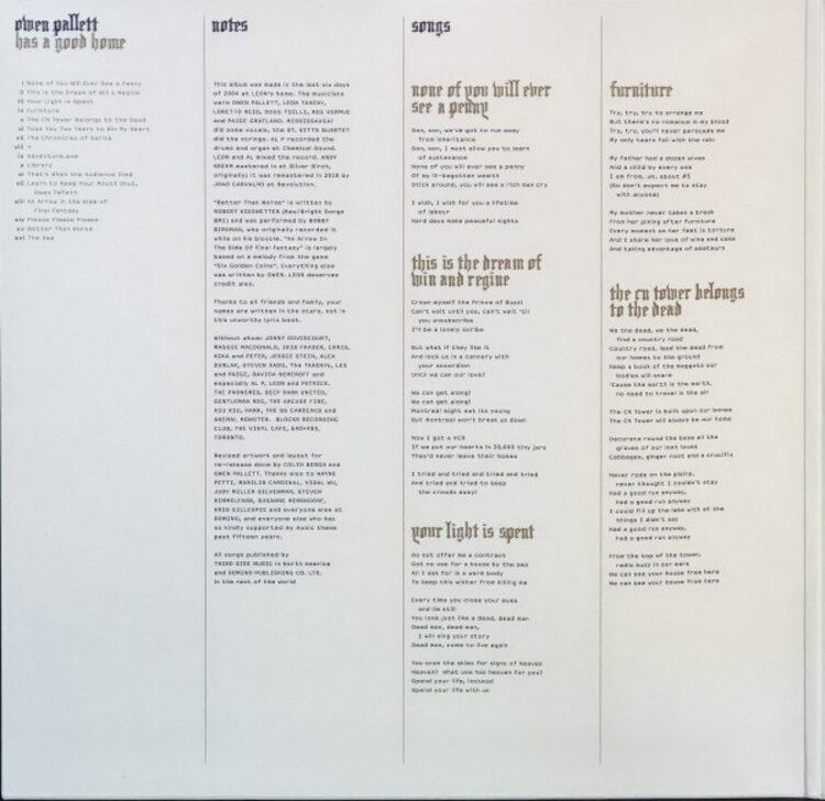 Rock / Indie / Alternative Pallett, Owen - Has A Good Home LP