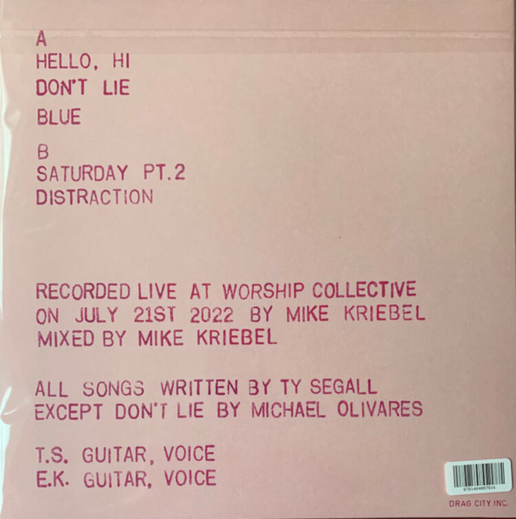 Rock / Indie / Alternative Segall, Ty and Emmet Kelly - Live at Worship LP
