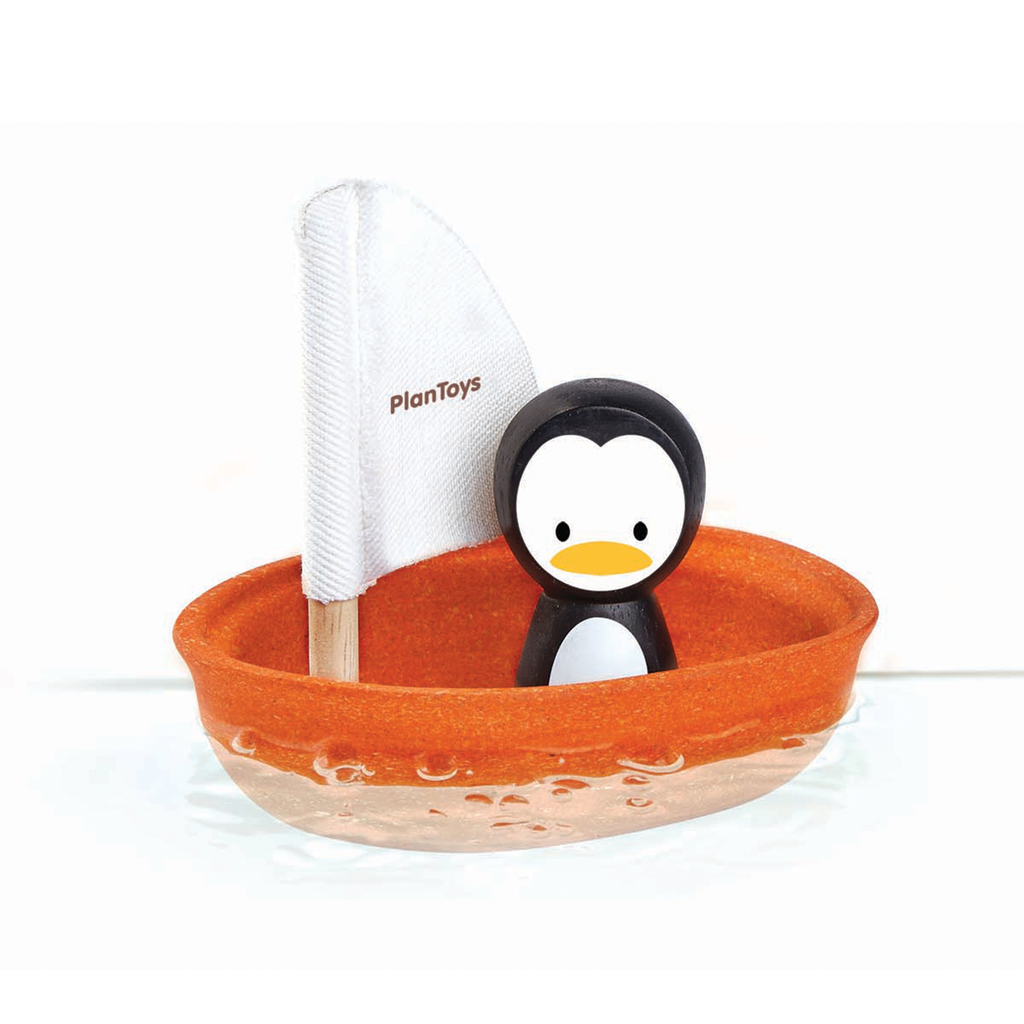 plan toys (faire) plantoys sailing boat - penguin 12m+