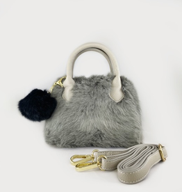 MaeLi Rose (faire) furry handbag with pom