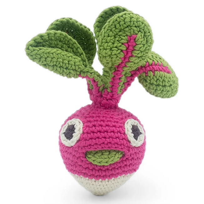 myum organic hand crocheted rattle buddy (multiple styles)