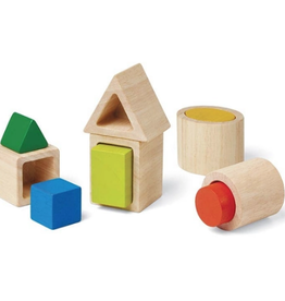 plan toys (faire) plantoys geo matching blocks, 2+