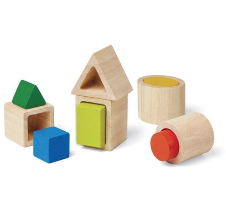 plan toys (faire) plantoys geo matching blocks, 2+