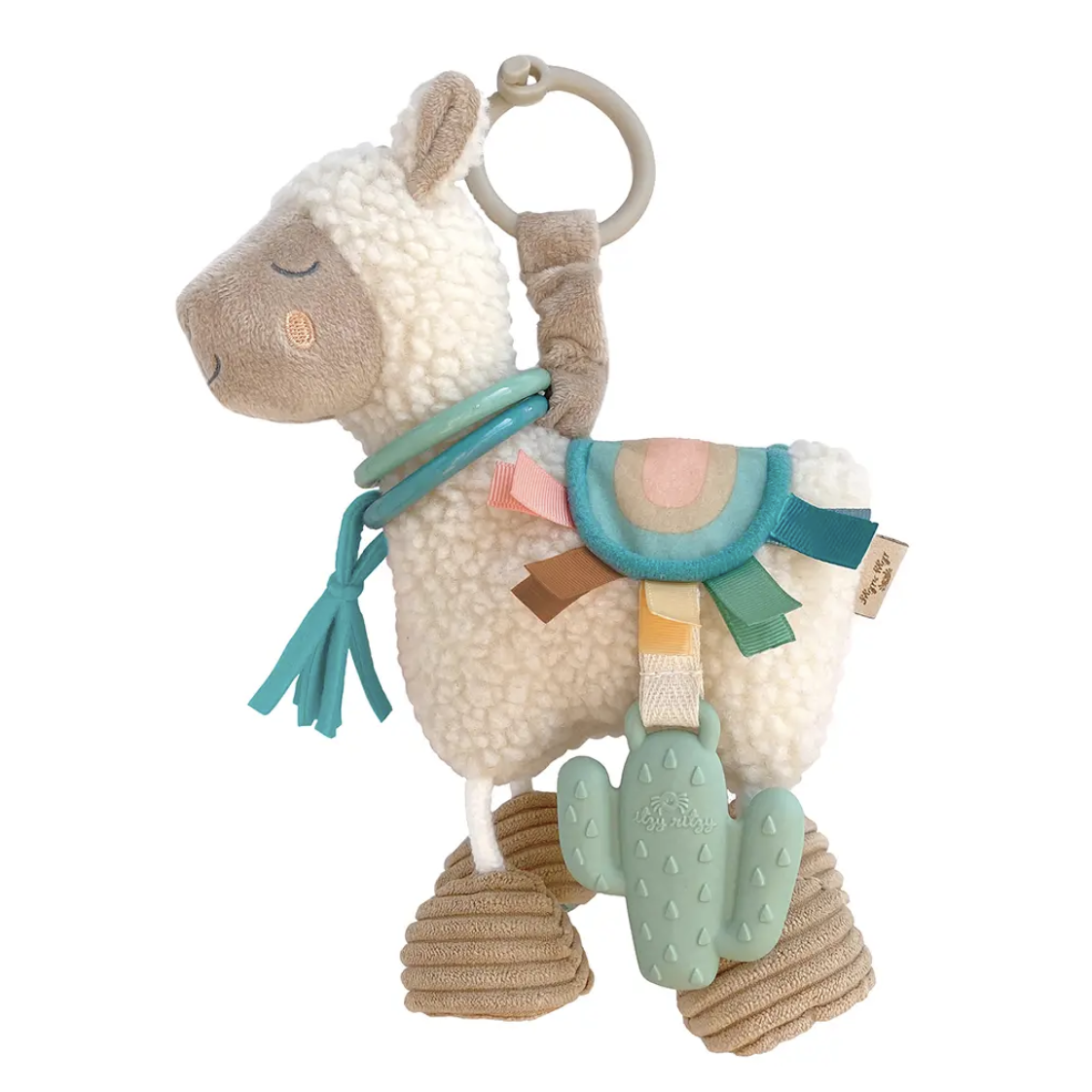Itzy ritzy itzy ritzy link & love llama plush with teether