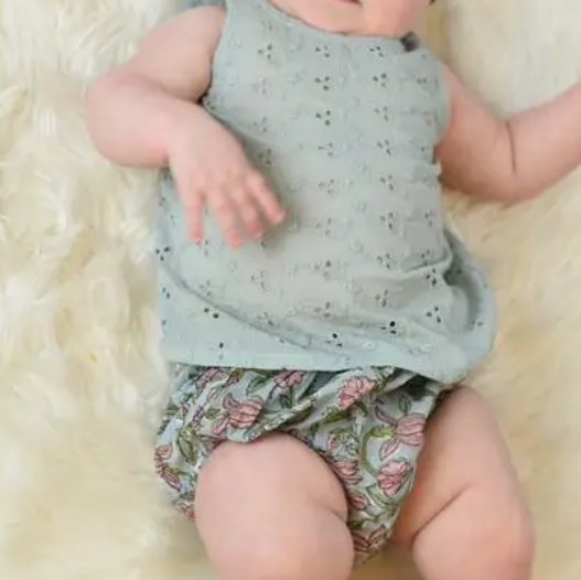blue eyelet top & diaper cover