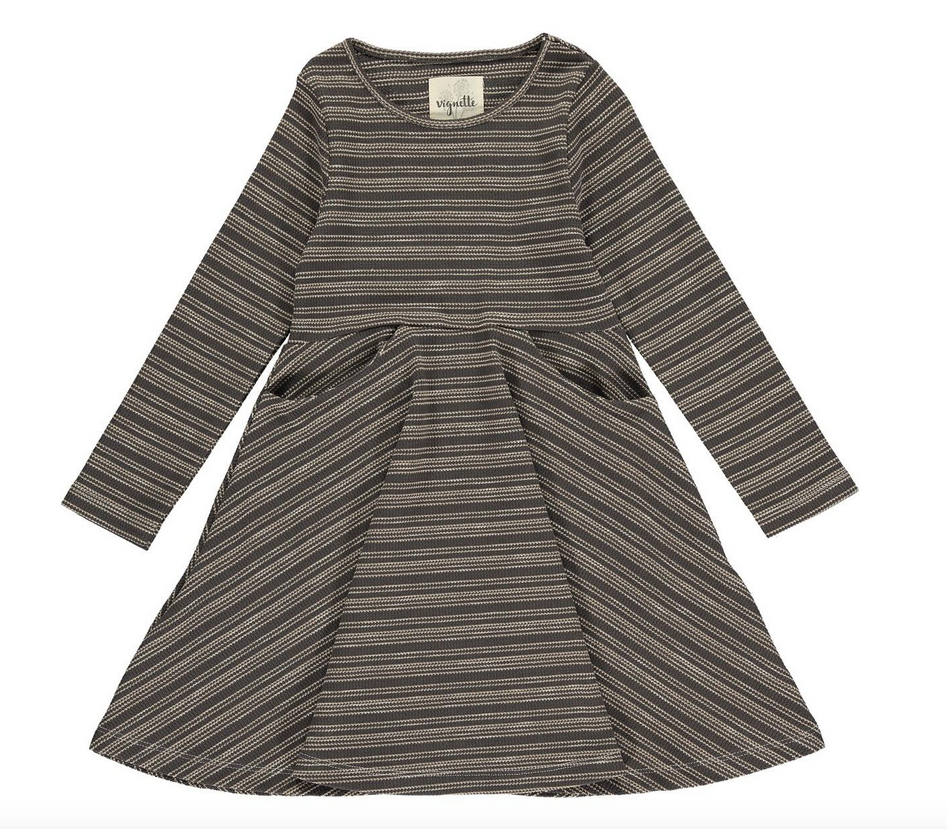 vignette vignette black/tan stripe dress