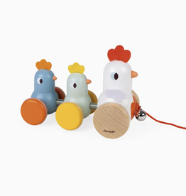 janod pull along hen & chicks 18m+