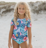 oopsie daisy blue coral rashguard ruffle swim set