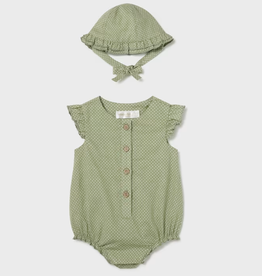 Mayoral mayoral eucalyptus romper and hat