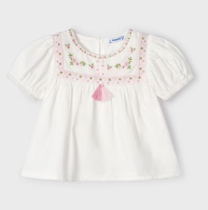 Mayoral mayoral pink embroidered blouse
