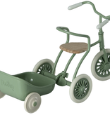 Maileg maileg tricycle, hanger, and basket set (green)
