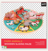 Petit Collage farm animals wooden sliding maze